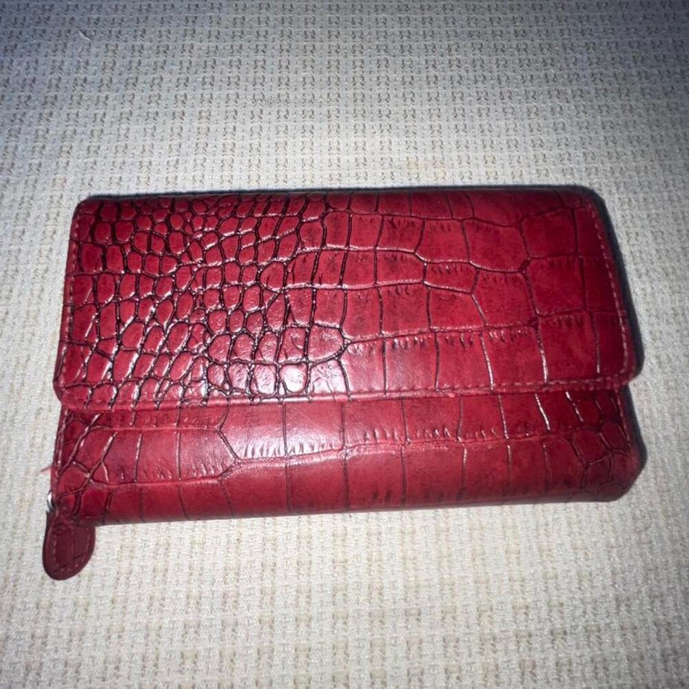 Red Crocodile Print Wallet